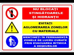 Panou nu blocati stingatoarele si hidrantii evitati aglomerarea zonelor cu materiale mentineti in pe